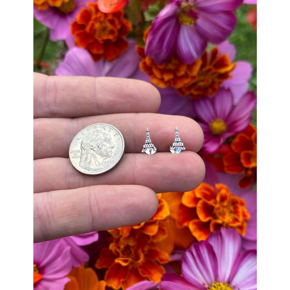 Sterling Silver Eiffel Tower Post Earrings, Paris Eiffel Tower Post Earrings View 5